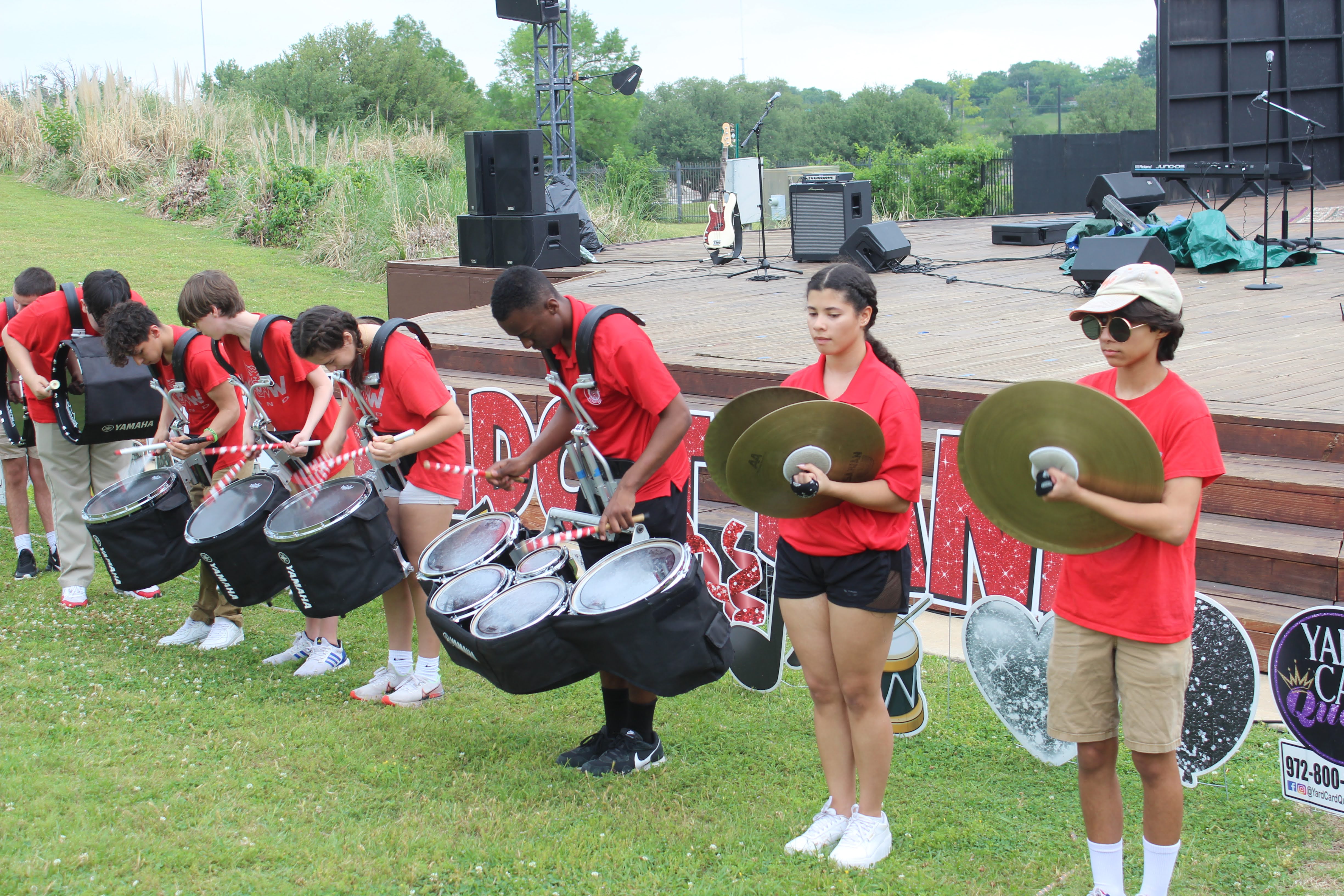 Drum line performing